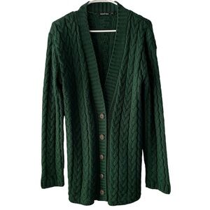 Boohoo forest Green Cable Knit Cardigan Sweater
